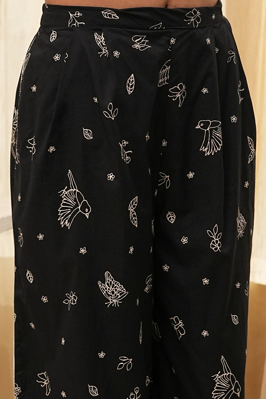 Black Printed Asymmetric Kurta Set CO87