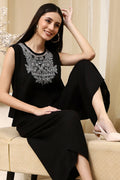 Black Solid Straight Co-ord Set CO87