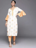 Gerua White Printed Rayon Kurta