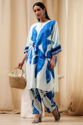 Indigo Blue and White Straight Co-ord Set CO87