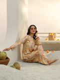 Libas Yellow Abstract Printed Silk Blend Co-Ord Set CO87
