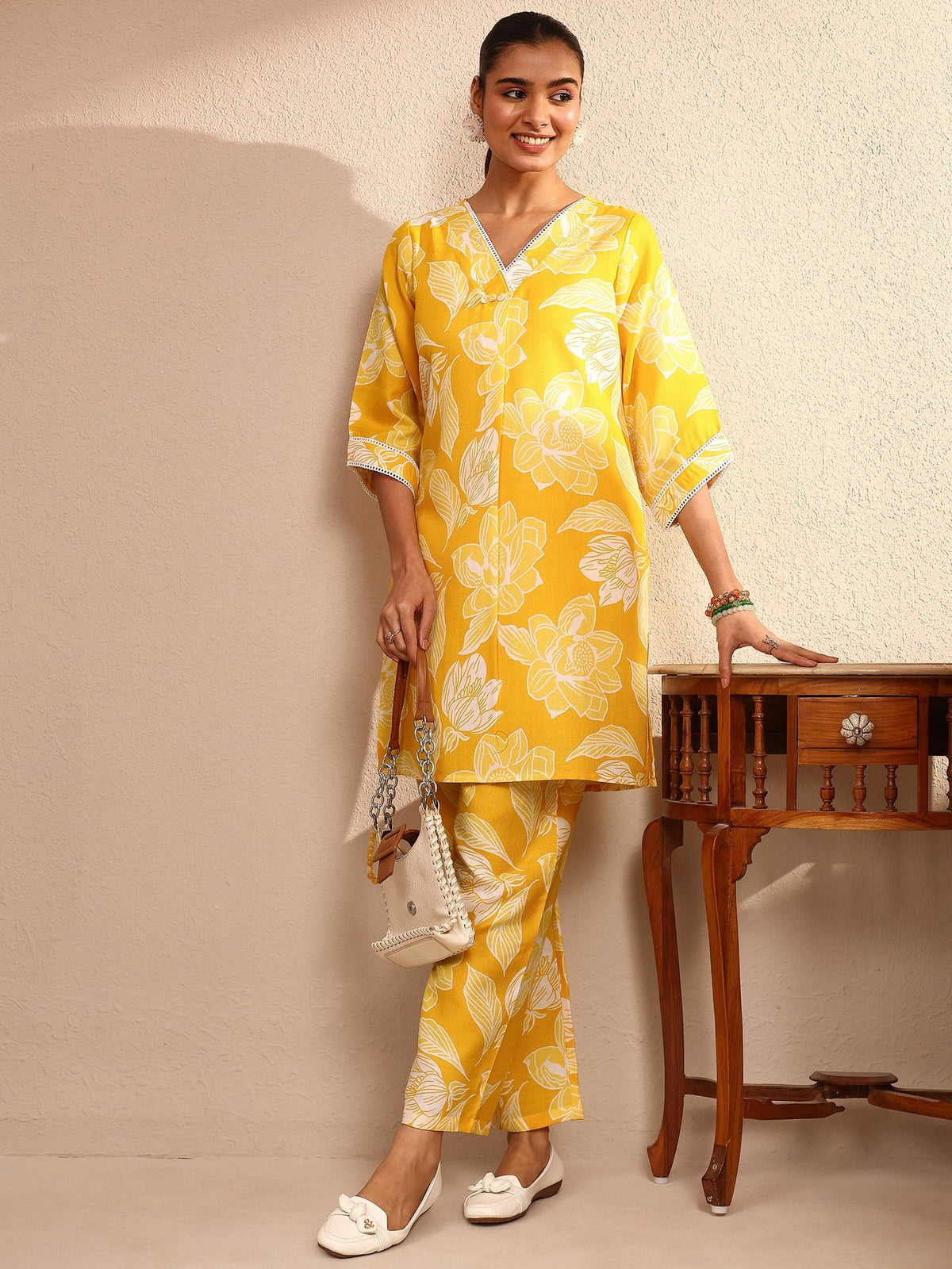 Yellow Printed Co-Ord Set CO87