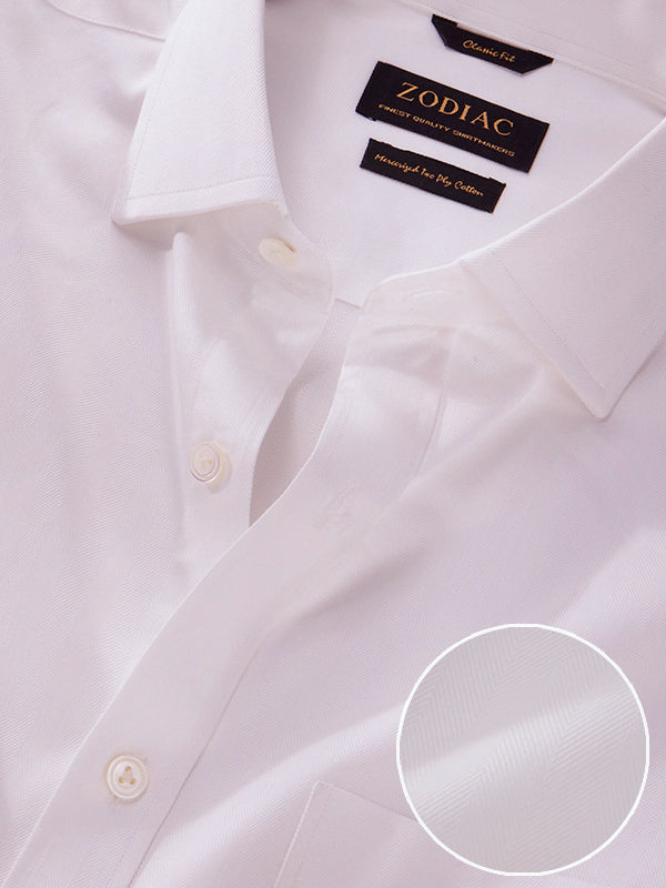 Antonello White Solid Full Sleeve Double Cuff Classic Fit Classic Formal Two Ply Mercerized Cotton Shirt
