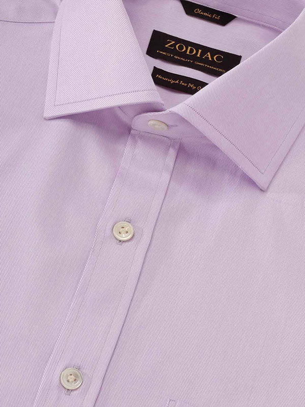 Antonello Lilac Solid Full Sleeve Single Cuff Classic Fit Classic Formal Two Ply Mercerized Cotton Shirt