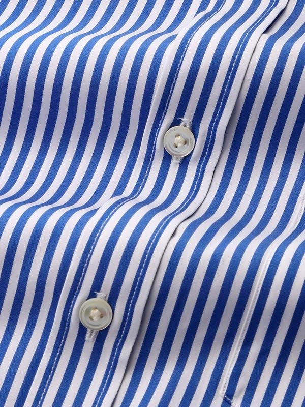 Barboni Blue Striped Full Sleeve Single Cuff Classic Fit Formal Silk Touch Egyptian Giza Cotton Shirt