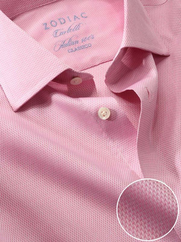 Carletti Pink Solid Full Sleeve Single Cuff Tailored Fit Classic Formal Italian 100’s Cotton Shirt