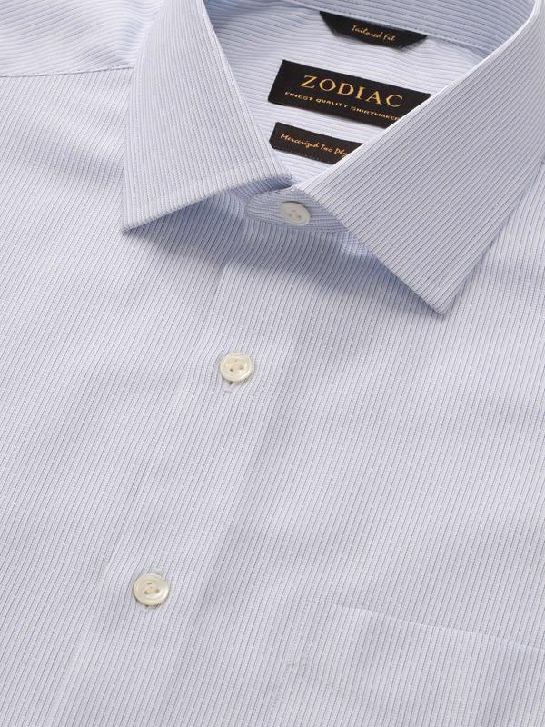 Da Vinci Sky Striped Full Sleeve Single Cuff Tailored Fit Classic Formal Two Ply Mercerized Cotton Shirt