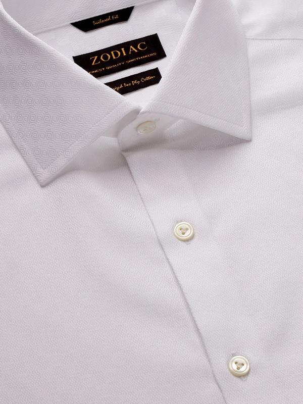 Matera White Solid Full Sleeve Single Cuff Tailored Fit Classic Formal Two Ply Mercerized Cotton Shirt