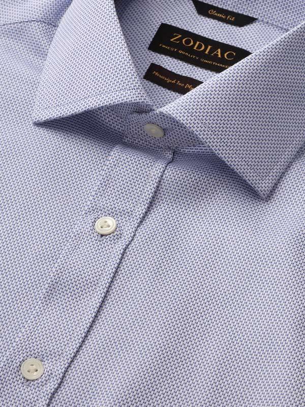 Monteverdi Blue Solid Full Sleeve Single Cuff Classic Fit Classic Formal Two Ply Mercerized Cotton Shirt