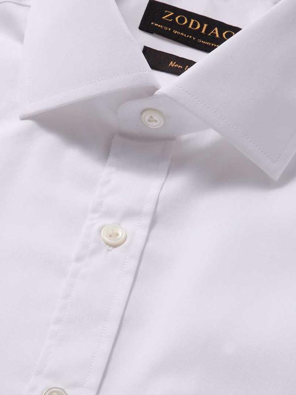 Splendido White Solid Full Sleeve Double Cuff Classic Fit Classic Formal Non Iron Cotton Shirt